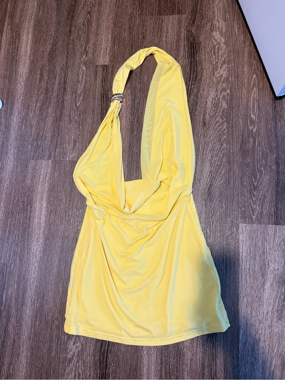 Superdown Yellow Halter Dress with Ring Detail